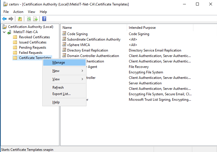 Figure 1 - start Certifiction Authority